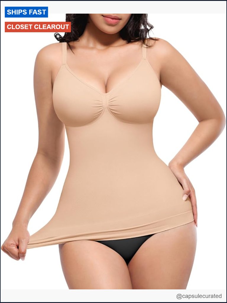 Tummy Control Seamless Camisole Tank Shapewear V Neck Body Shaper